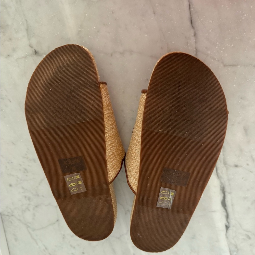 J. Crew Raffia Tan and Gold Buckle Sandals - Picture 9 of 9